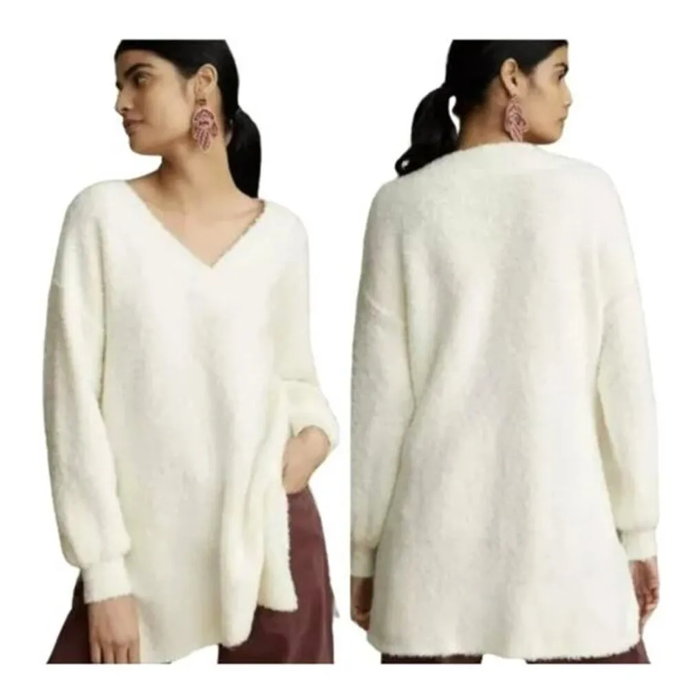 Anthropologie Pilcro Women's XS Ivory V-Neck Tunic Sweater Casual‎ - Image 2