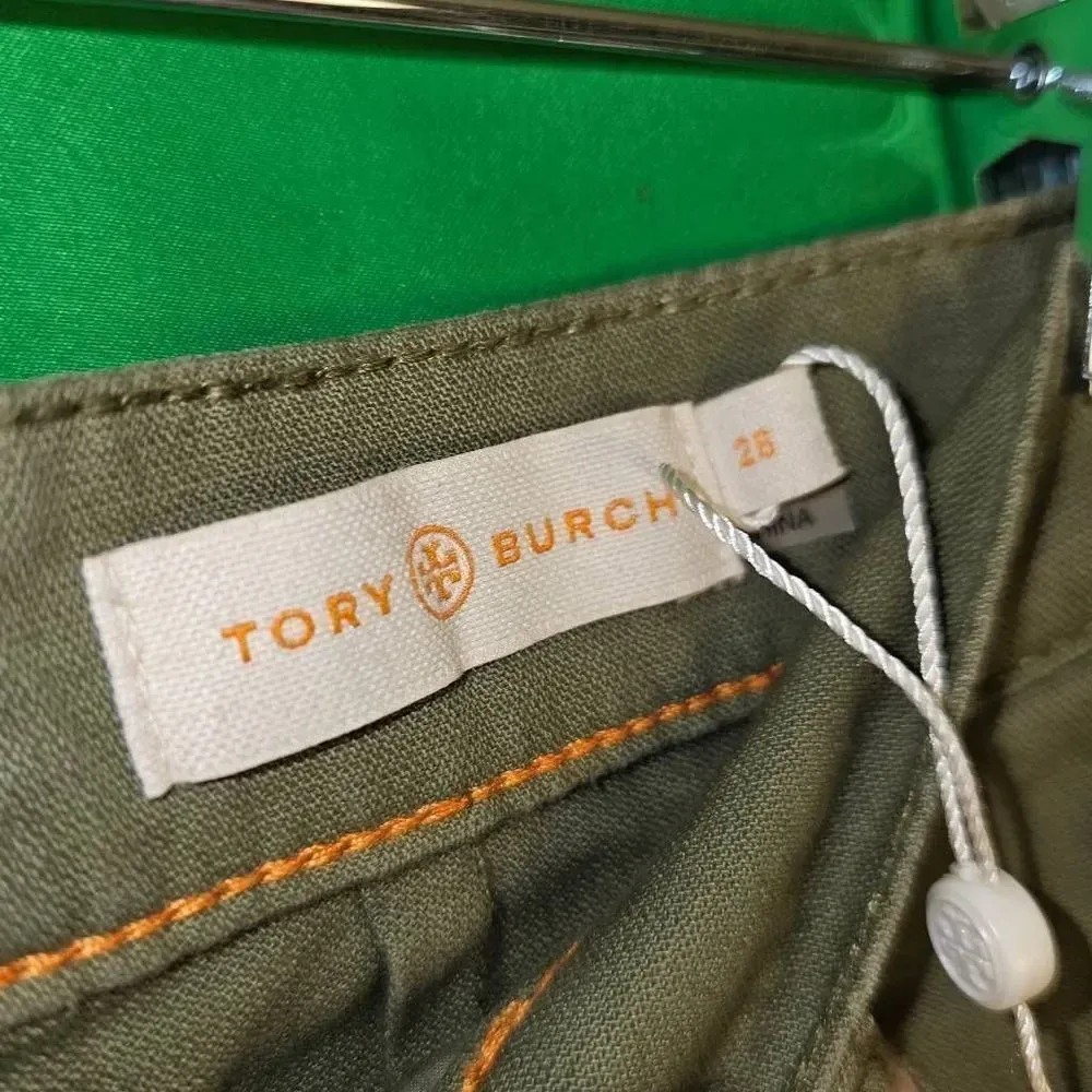 NWOT Tory Burch Womens Olive Green Straight Leg Cargo Pants 28‎ - Image 6