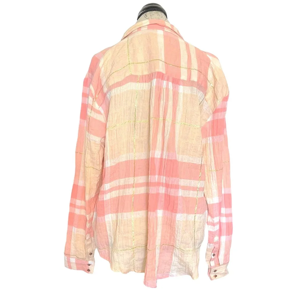 Holding Horses Anthropologie Shirt Sz 10 Button Down Plaid Gailen Western Rodeo - Image 3