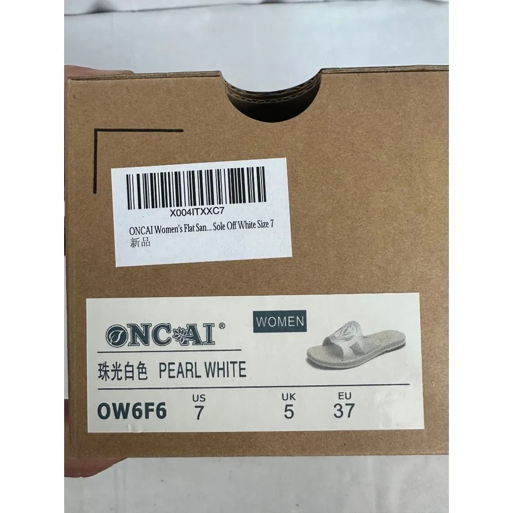 ONCAI Womens Flat Sandals Size 7 Pearl White Slip - Image 2
