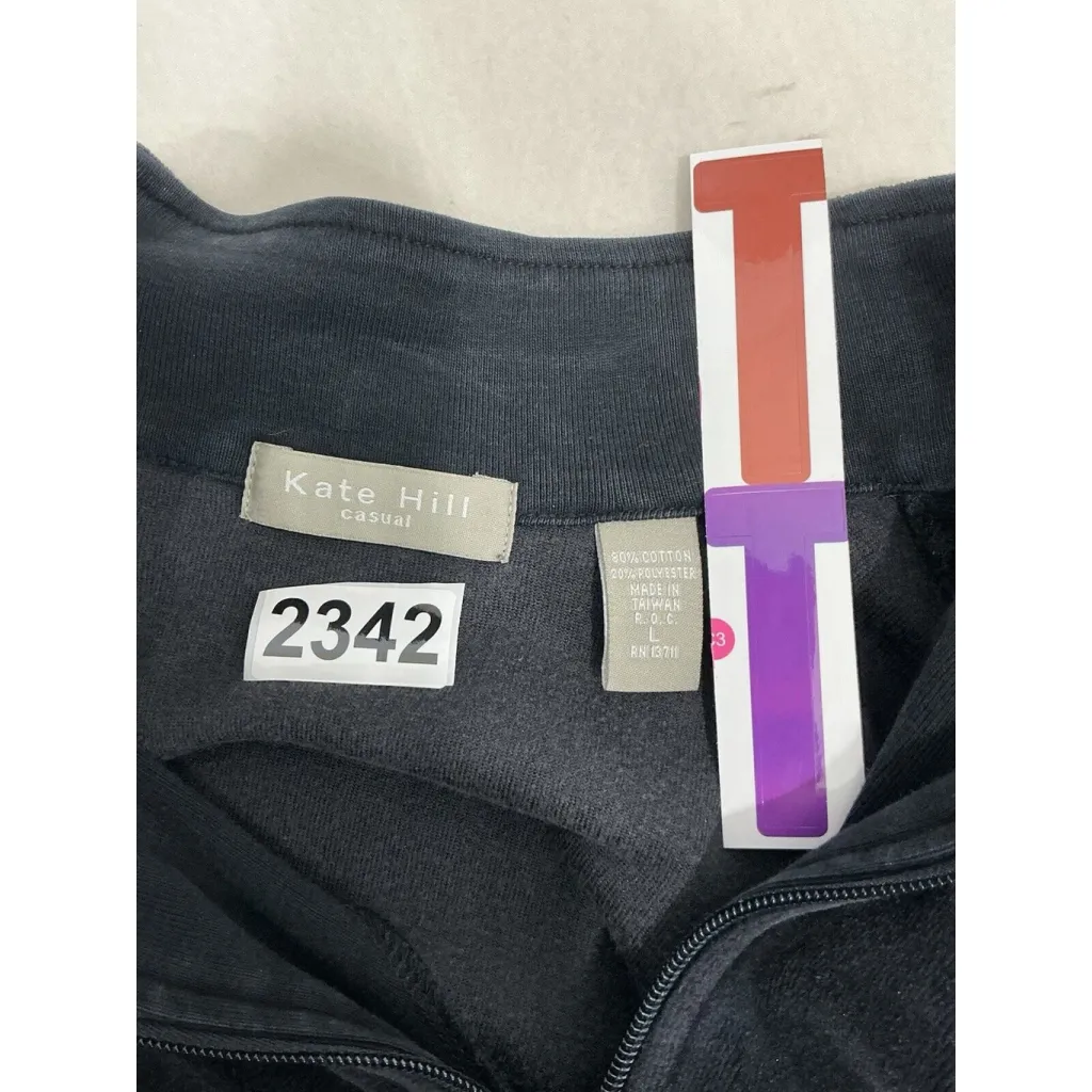 Womans Kate Hill Large Casual Pullover Black Sweatshirt - Image 3