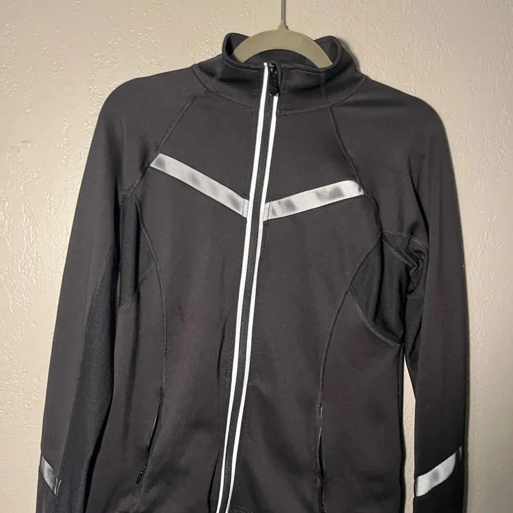 Fila Sport Performance Reflective Full Zip Running Jacket Black Gray SZ Small - Image 2