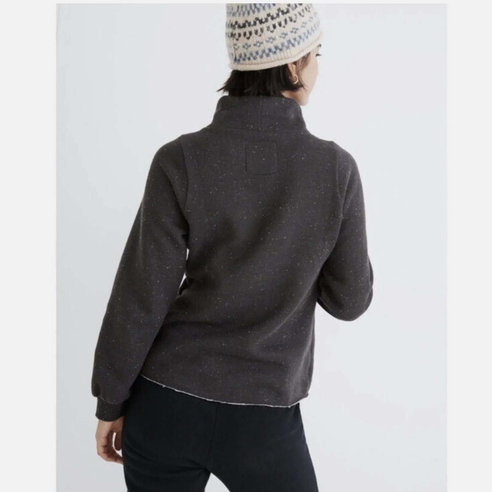 Madewell Betterterry Relaxed Turtleneck Sweatshirt Womens XS Black Minimalist - Image 3