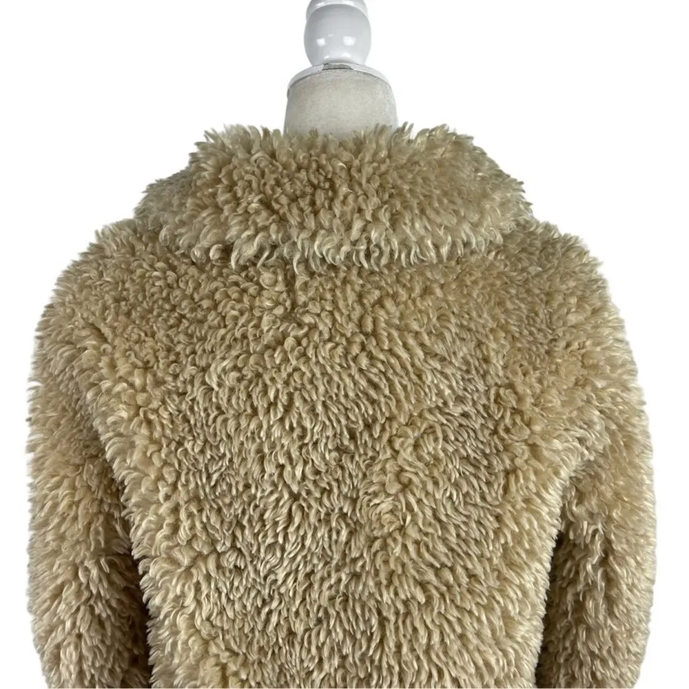 Zara Faux Fur Long Teddy Sherpa Jacket Coat Natural Beige Size Small  8490/241 - Image 8