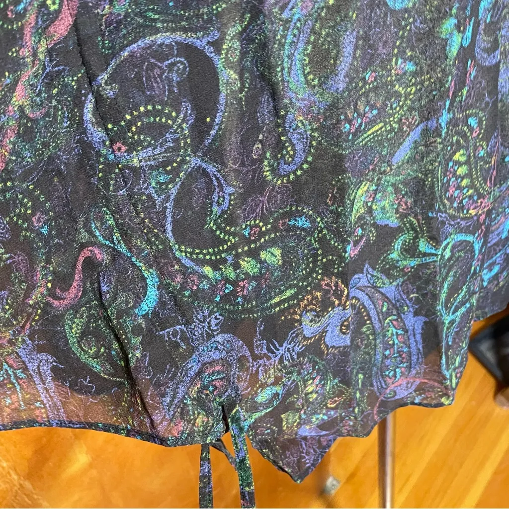 Chico’s Silk Kimono Top S/M Sheer Paisley Boho WhimsiGoth Festival Fairycore - Image 9