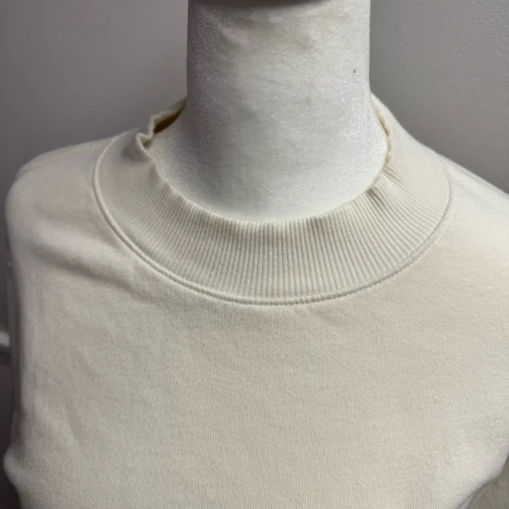 Nation LTD Long Sleeve Pullover Sweatshirt Top Mock Neck Ivory White Small S - Image 5