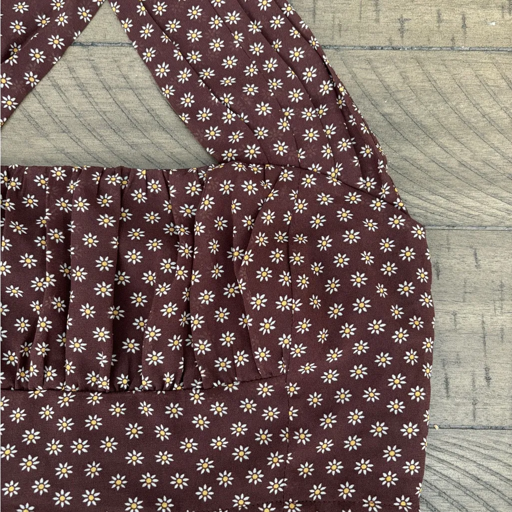 Elegant Brown Polka Dot Halter Top - Image 2