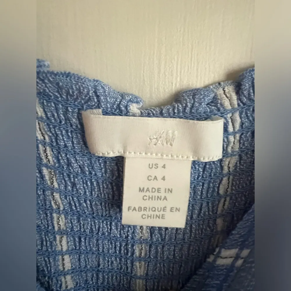 H&M Women Blue and White Striped Jumpsuit with smocking size 4 - Image 8