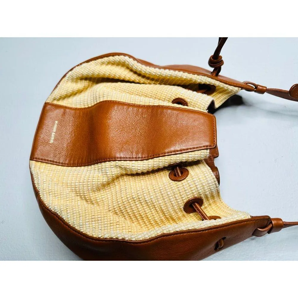 MANSUR GAVRIEL Brown Woven Straw Drawstring Closure Tassel Lilium Bag - Image 2