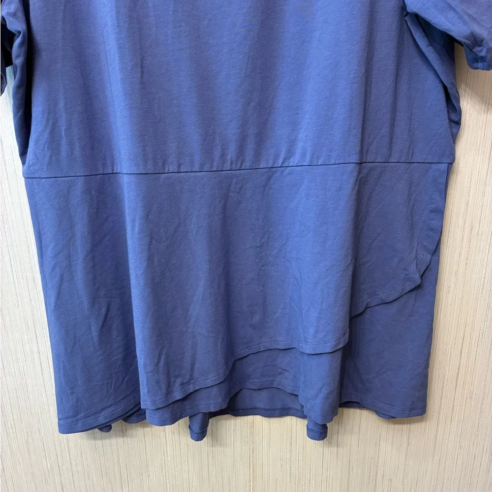 Isaac Mizrahi Live! Blue Elbow Sleeve Peplum Flounce Knit Top Plus Size 1X - Image 3