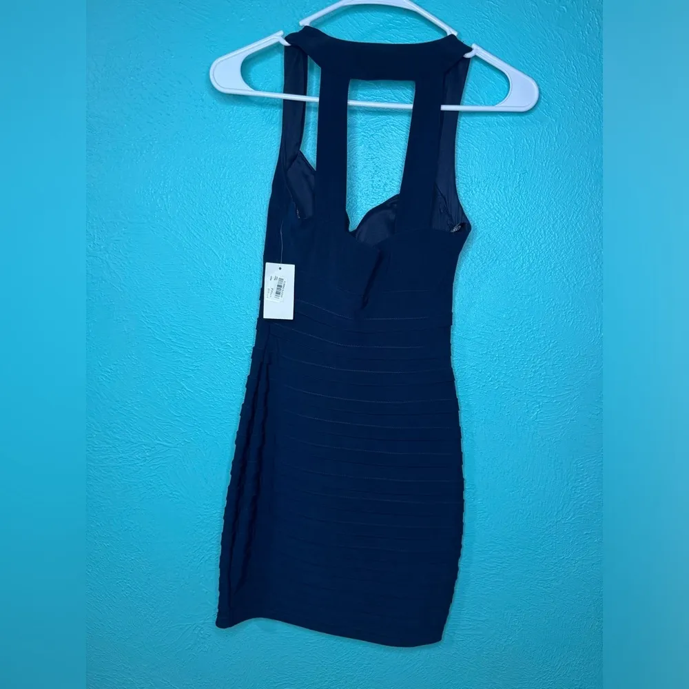 NEW B Darlin Navy Blue Ruched Bodycon Mini Dress Y2K Sz 1/2 - Image 3