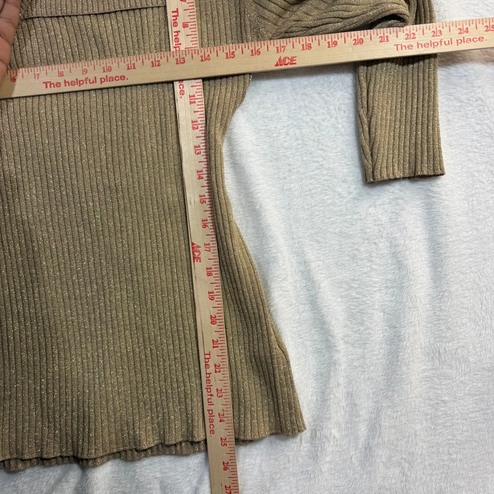 Boston Proper XL Off Shoulder Metallic Knit Ribbed Sweater Gold Holiday Y2K Glam - Image 7