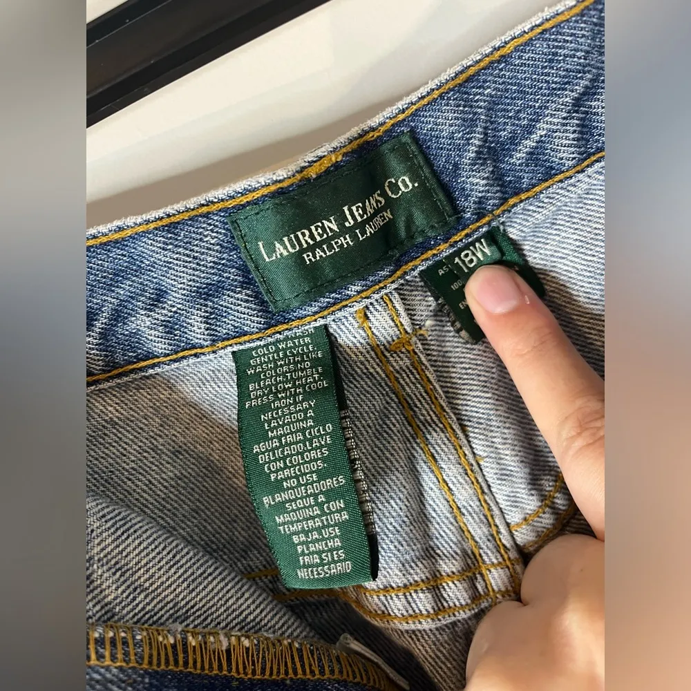 Lauren Jeans Co. Ralph Lauren VTG 100% Cotton Leather Patch Denim Jeans Sz 18W Blue - Image 16