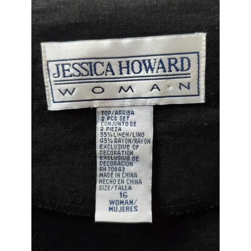 Jessica Howard Women Black Linen Half Sleeve Jacket & Dress 2 Pc's Suit Size 16 - Image 8
