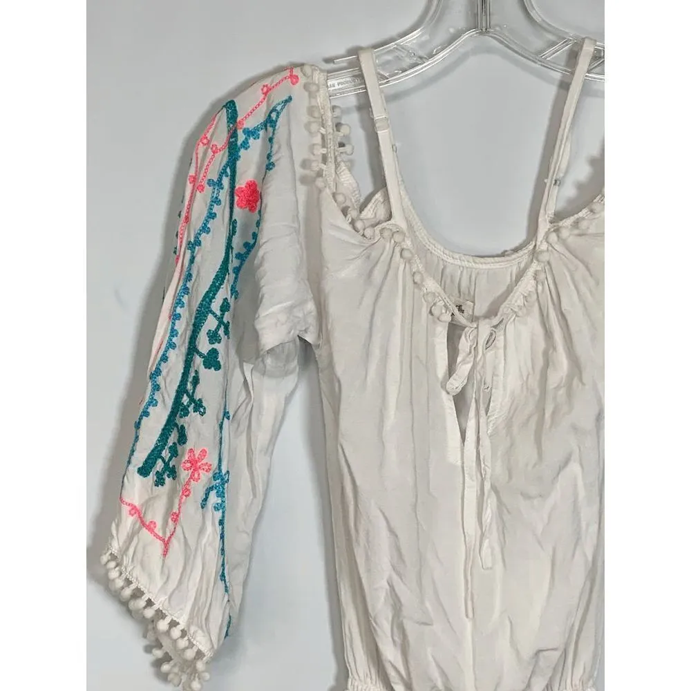 By The Sea Women's Off Shoulder Pompoms Beach Swimsuit Cover Up White One Size Size undefined - Image 2