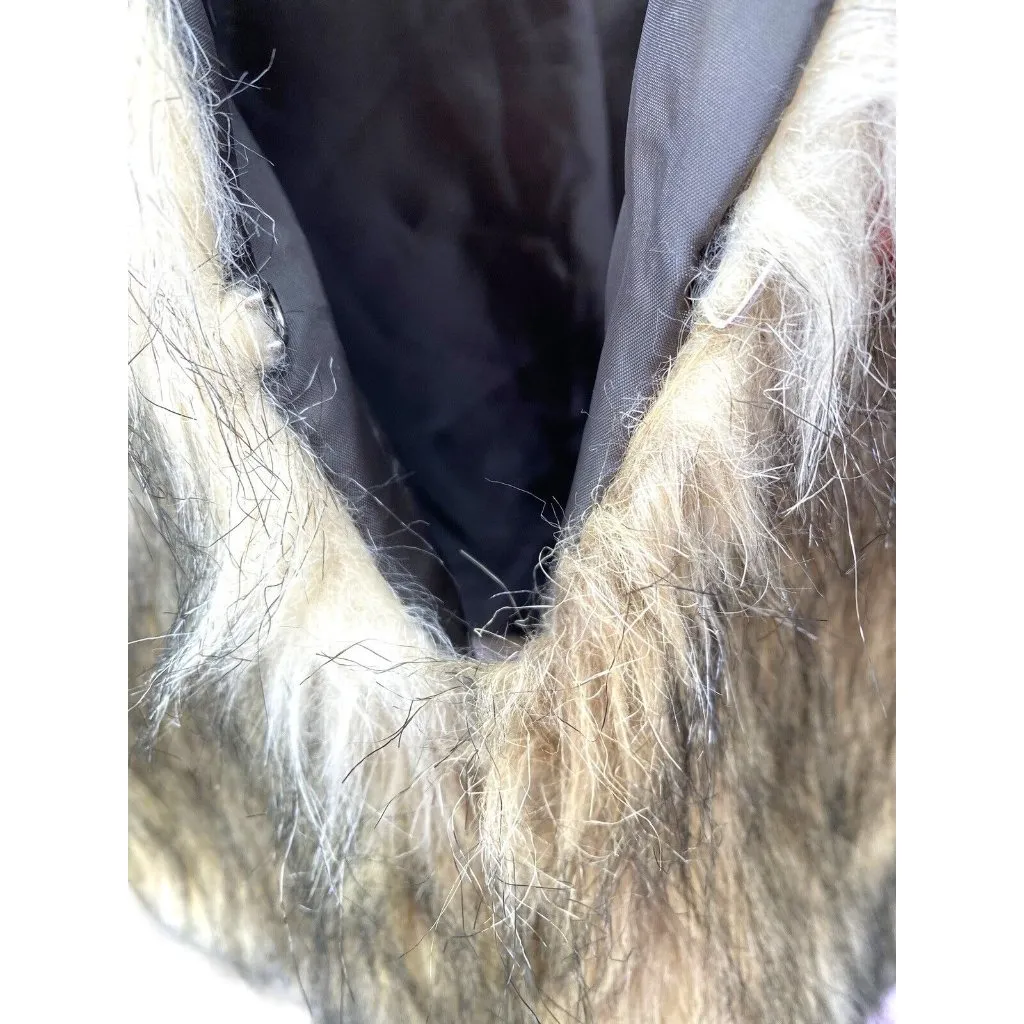 Me Jane sz M tan & brown BOHO long hair faux fur‎ hook & eye closure V-neck vest - Image 5