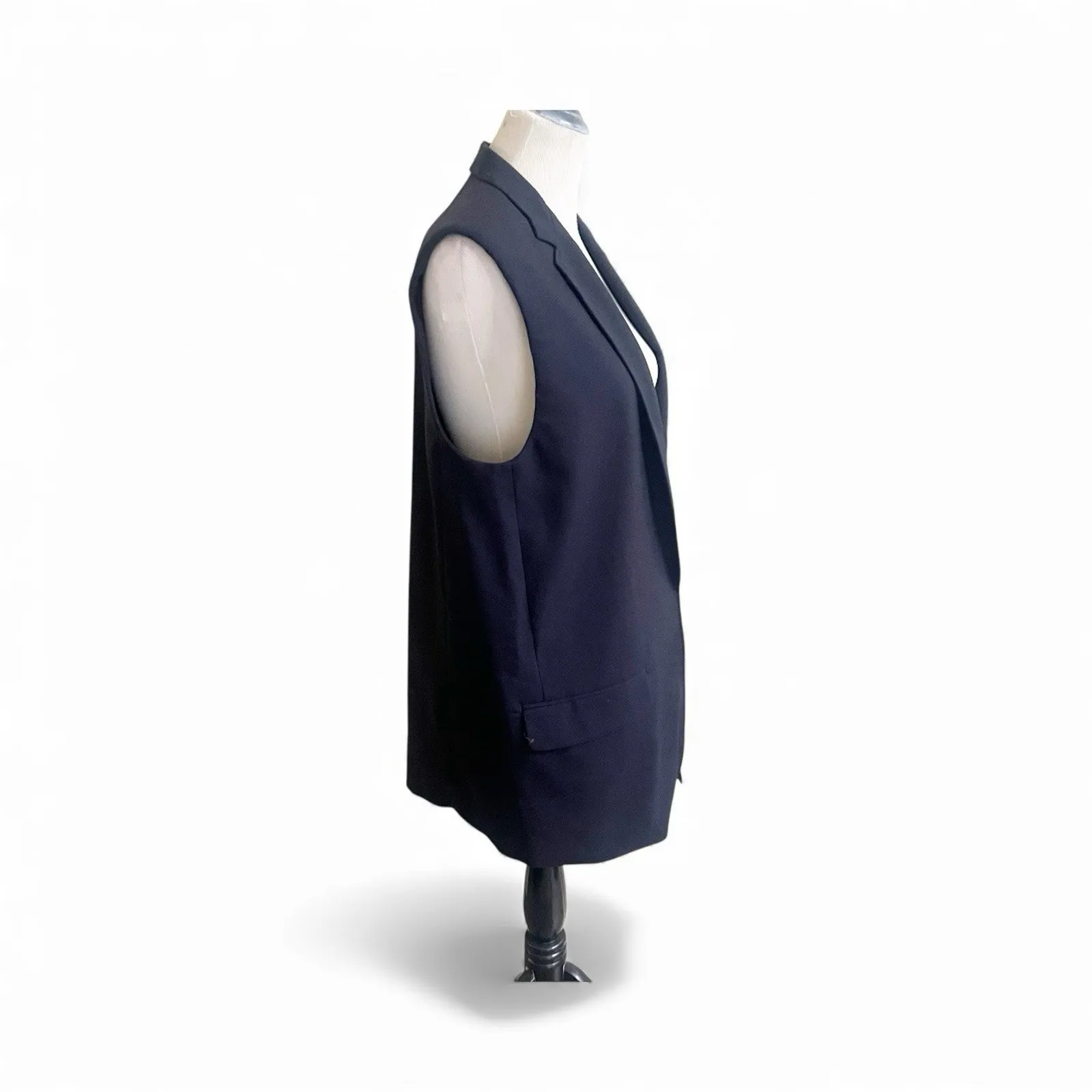 Rag Bone Women’s Francois Wool Crepe Vest Navy Size Large One Button Preppy City - Image 4