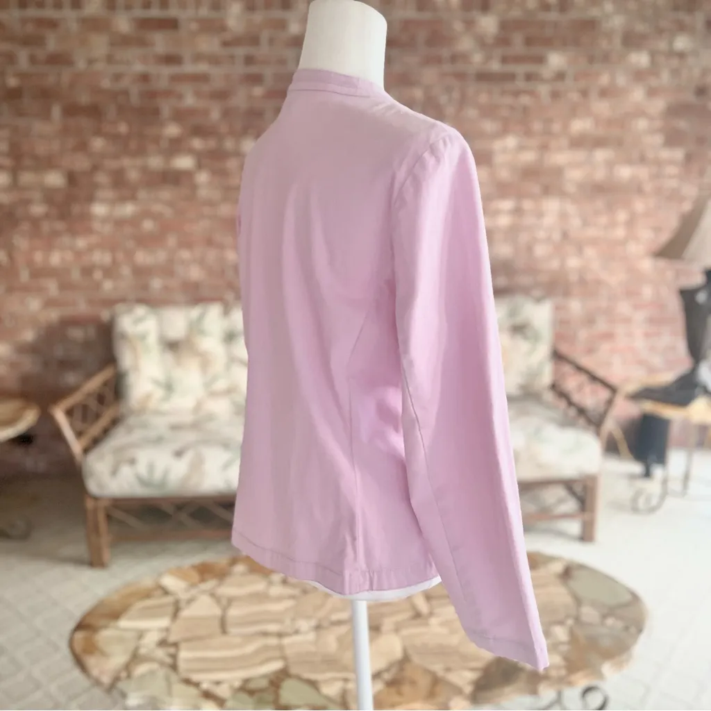 Eileen Fisher Jacket Denim Twill Purple Lavendar Round Neck S Fitted Chic Office - Image 6