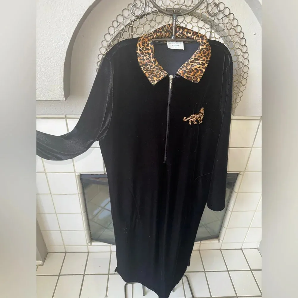 Vintage Amanda Stewart intimates animal print leopard cheetah house robe velour Black Size undefined - Image 10