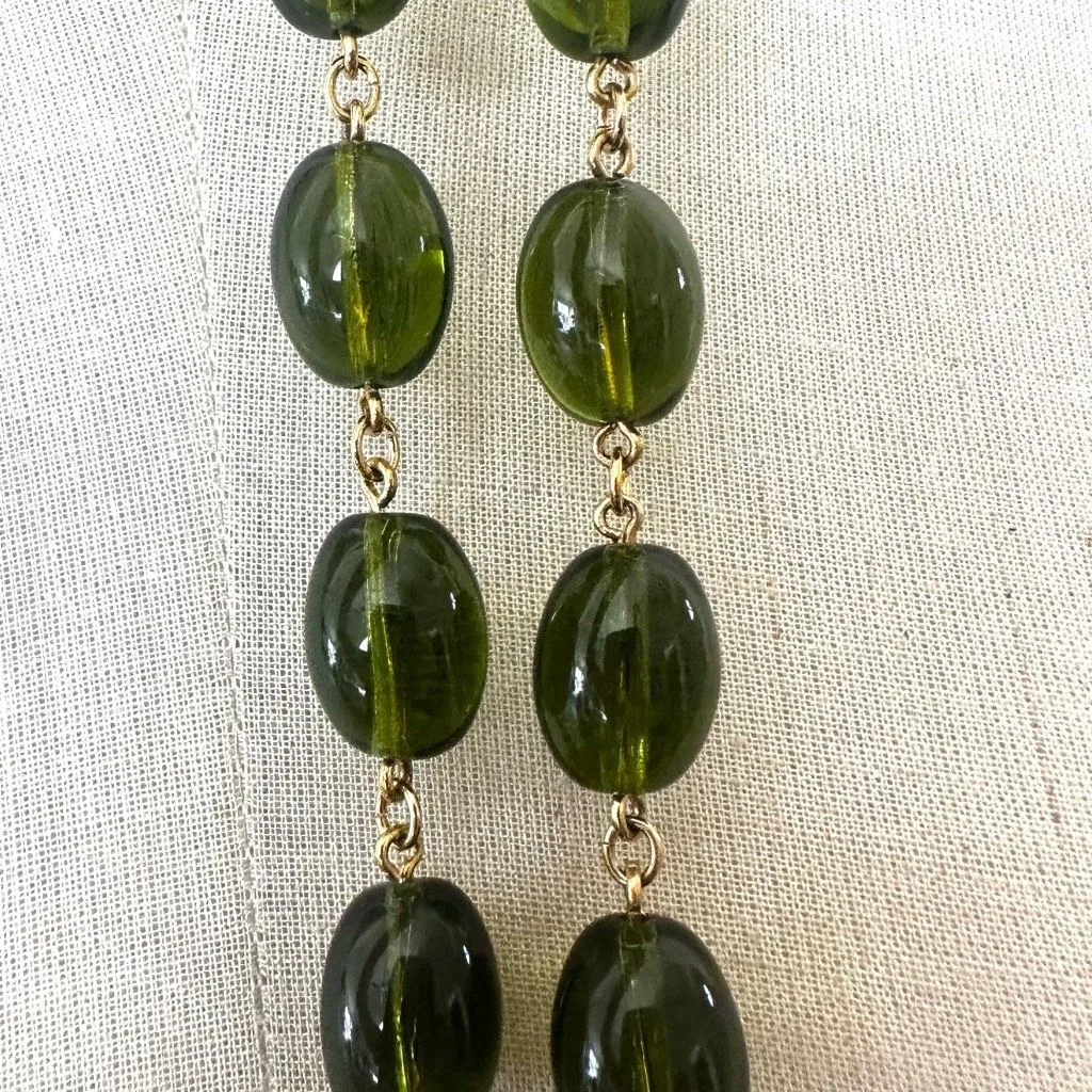 Monet Olive Green Glass Bead Necklace - Image 3