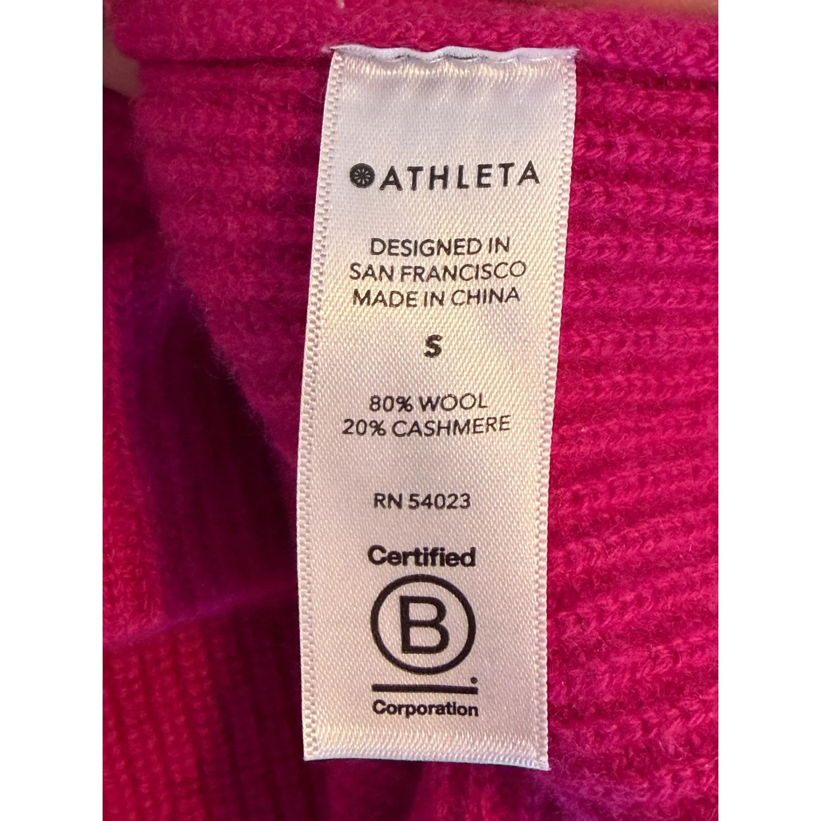 Athleta Fuchsia Pink Wool Cashmere Turtleneck Sweater Size SM - Image 8