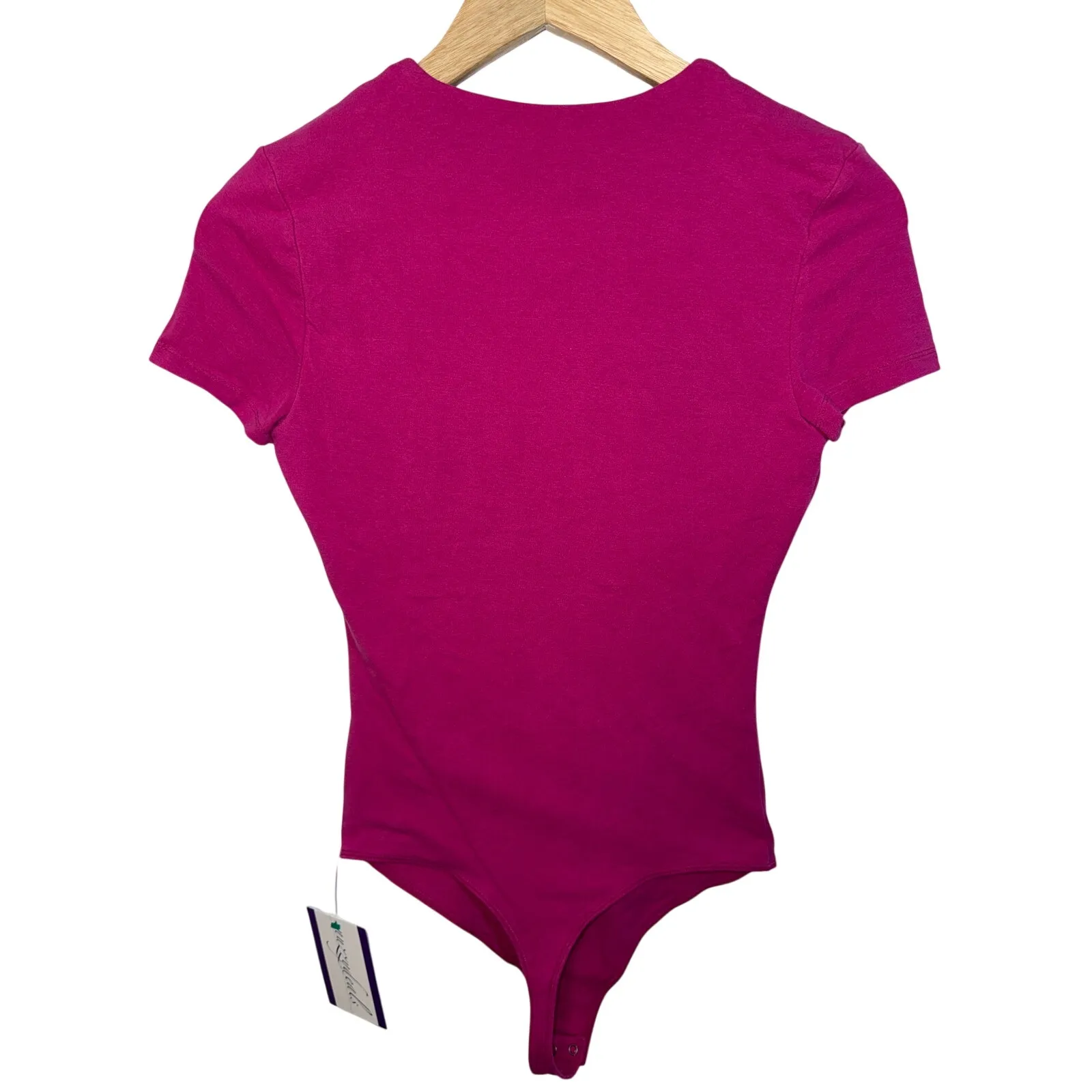 Abercrombie & Fitch Soft Stretch Pink Cotton Short Sleeve Bodysuit Top Womens M - Image 2