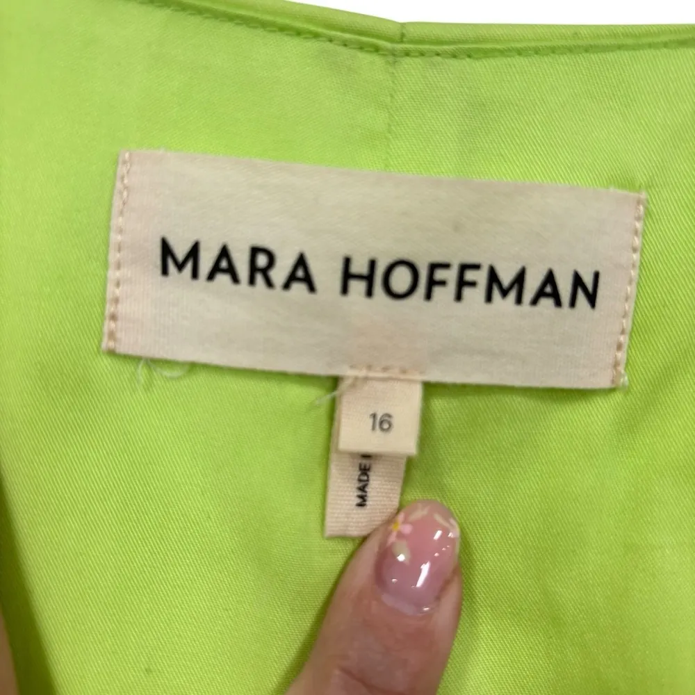 MARA HOFFMAN Naliyah V-Neck Maxi Dress Chartreuse Neon Green Bell Sleeve Size 16 - Image 8