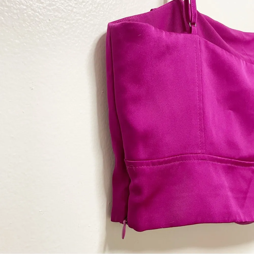 Ramy Brook Estelle Ruched Pink Satin Crop Blouse - Image 9