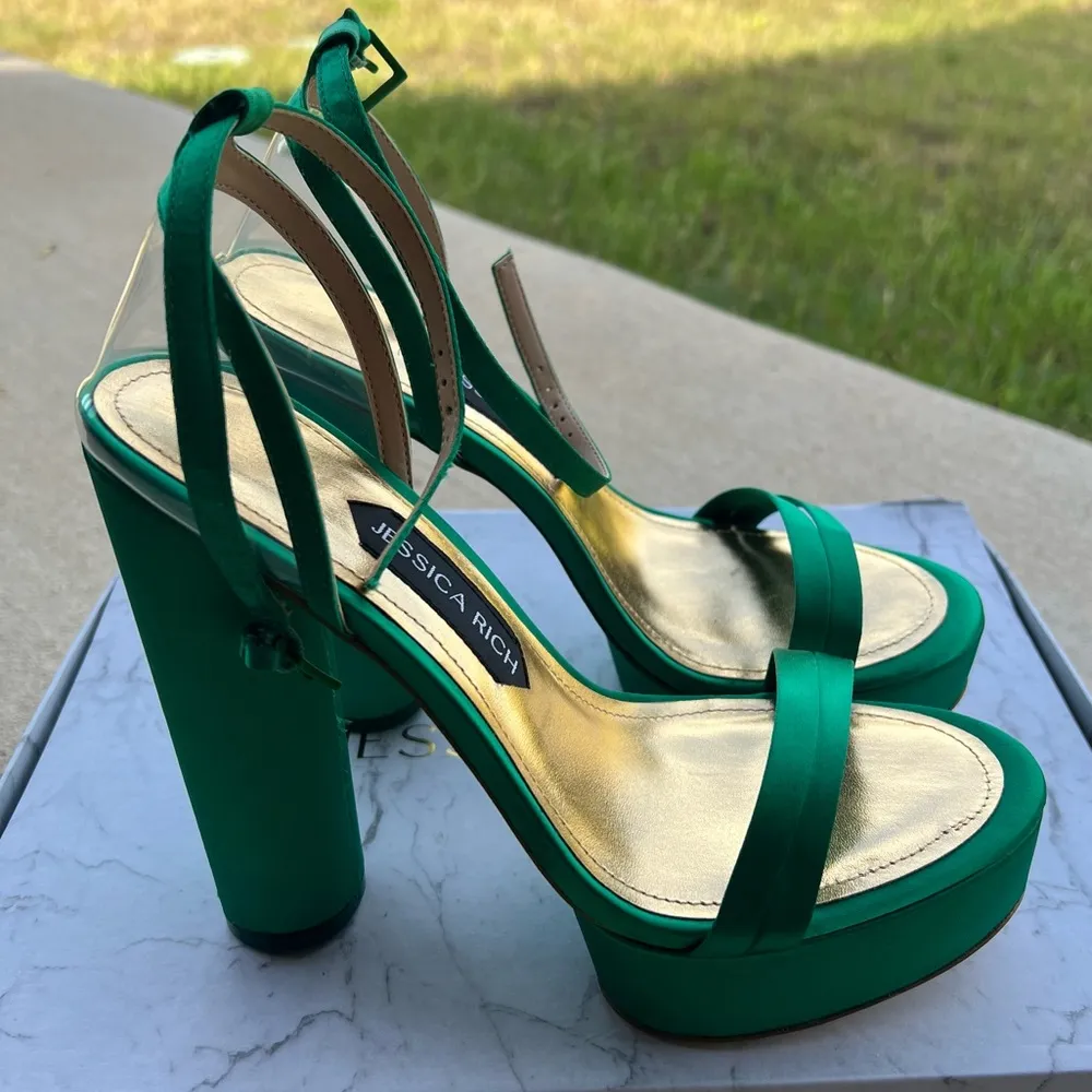 Jessica Rich Green Platform Sandals Size 39, New in Box w/Dust - Image 7