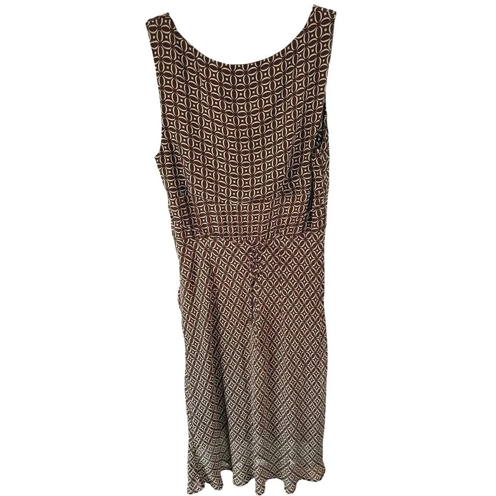 Y2K Office Siren Babydoll Sleeveless Midi Dress Brown Mod Business Casual Sz 12 - Image 3