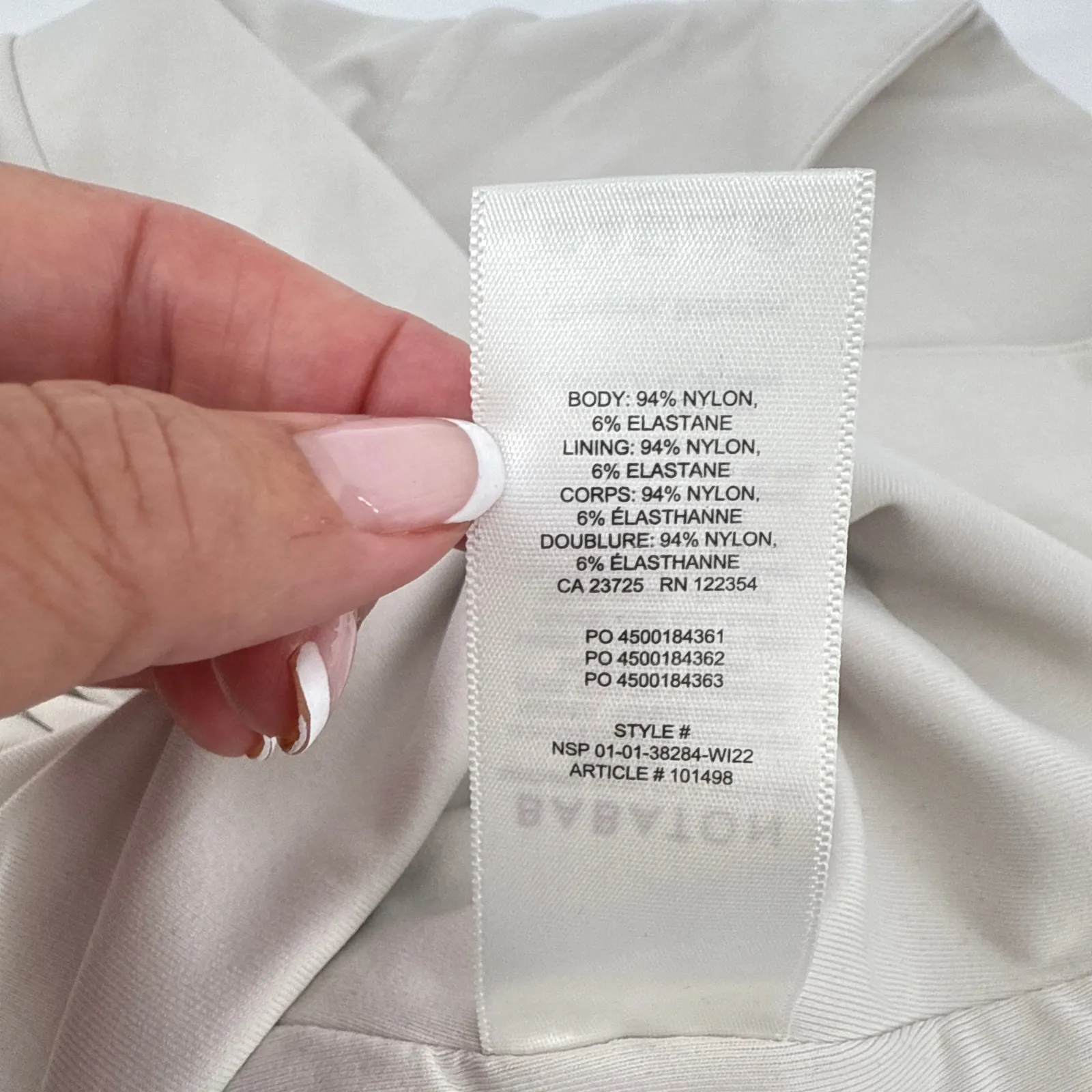 NEW NWT Aritzia Babaton Contour Polo Bodysuit Long Sleeve Matte Pearl Size Large - Image 9