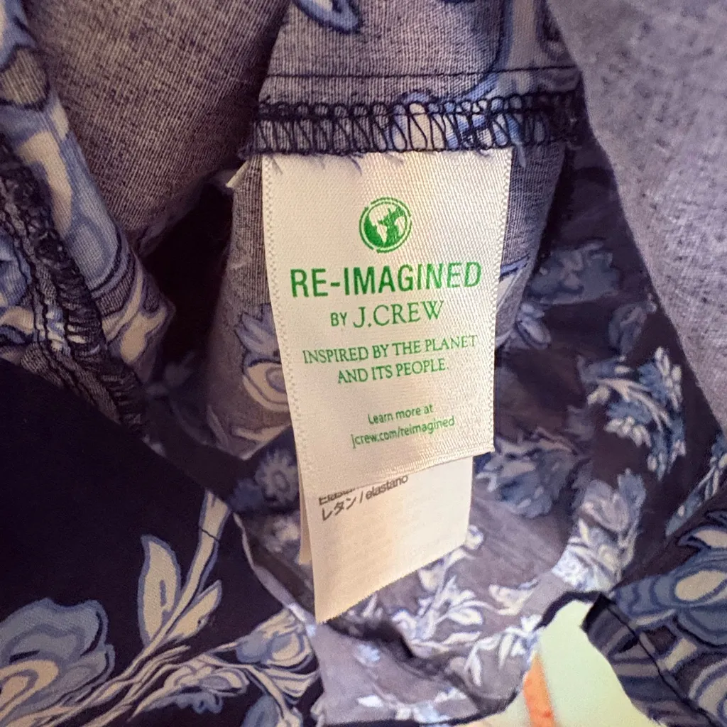 J.Crew Blue Floral Tiered Poplin Puff‎ Sleeve Midi Dress Sz 2 - Image 7