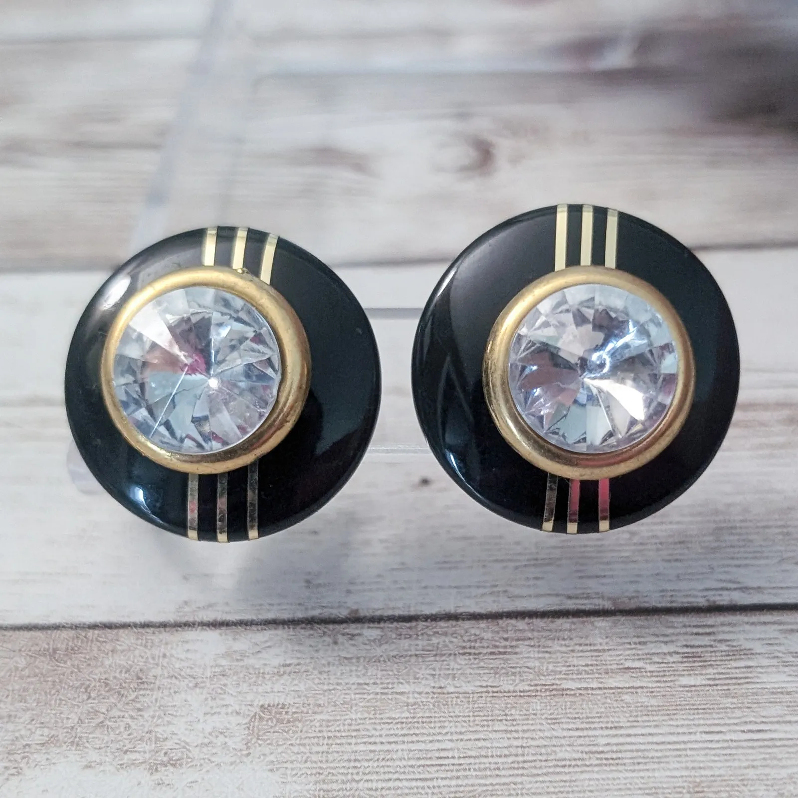 Vintage Stud Earrings For Pierced Ears Large Statement Retro Black - Image 6