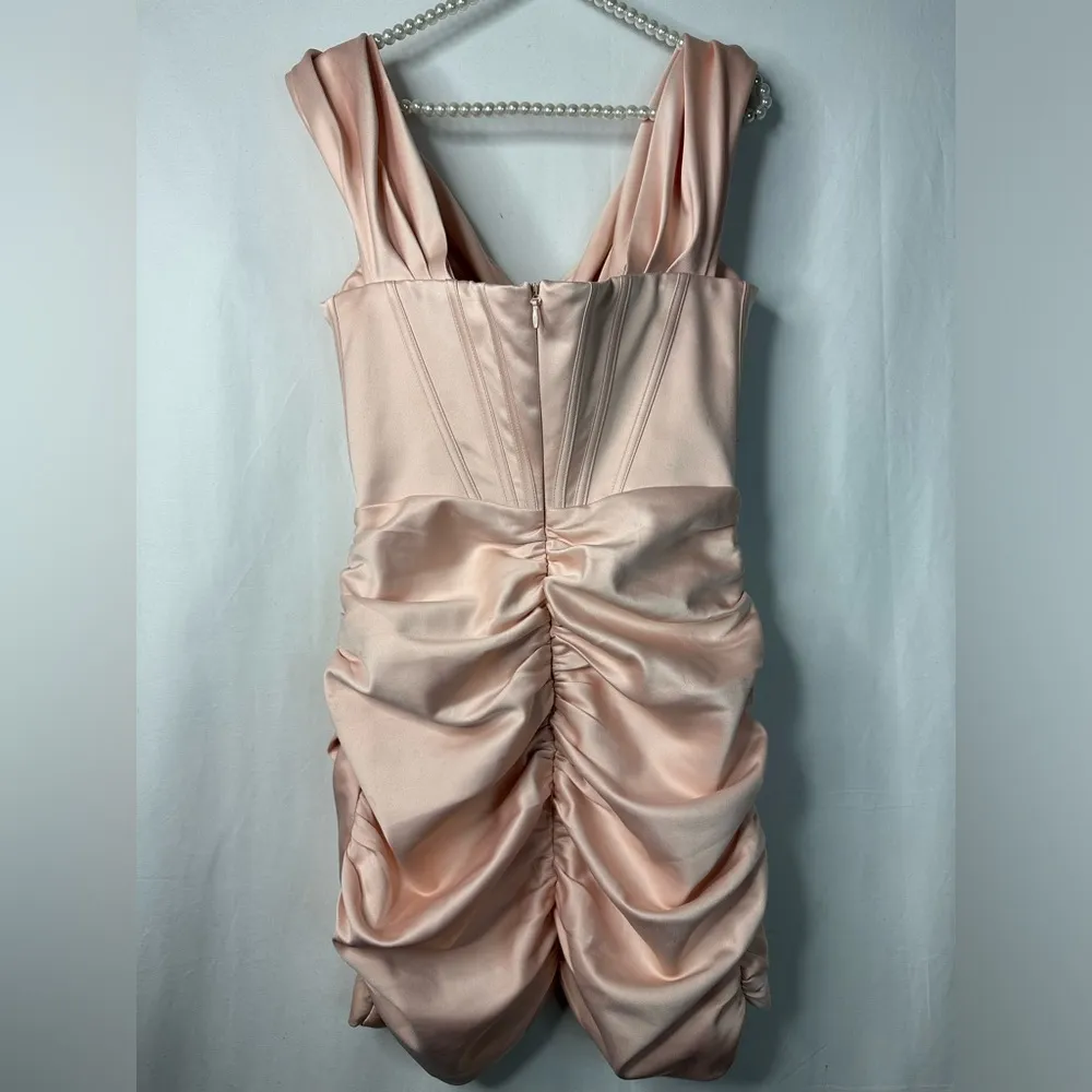 House of CB Coraline Blush Pink Corset Dress Size Medium Satin - Image 8