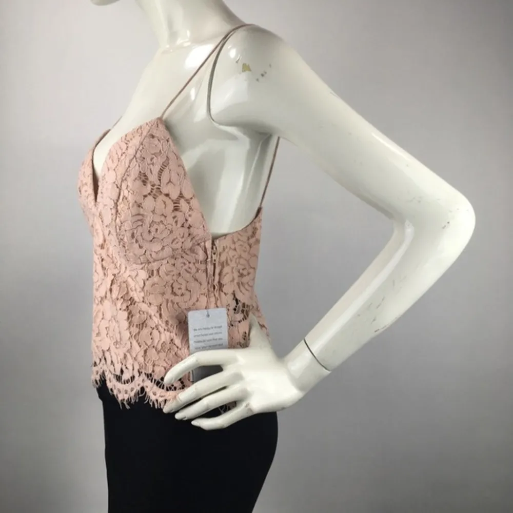 Jenny Yoo 'Pippa' Blush Lace Spaghetti Strap Top - Image 3