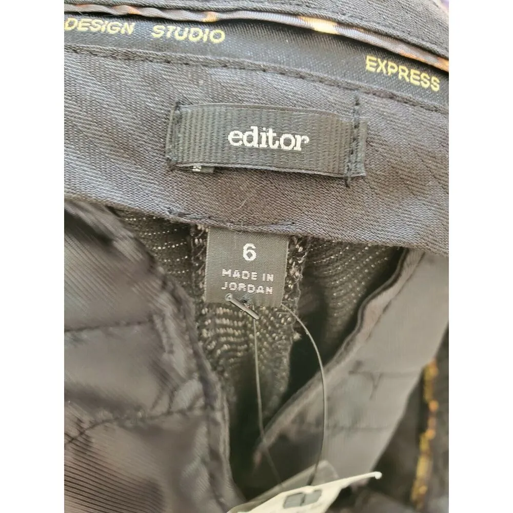 Express Women's Brown Striped Polyester Mid Rise Straight Leg Dress Pant Size 6 - Image 9