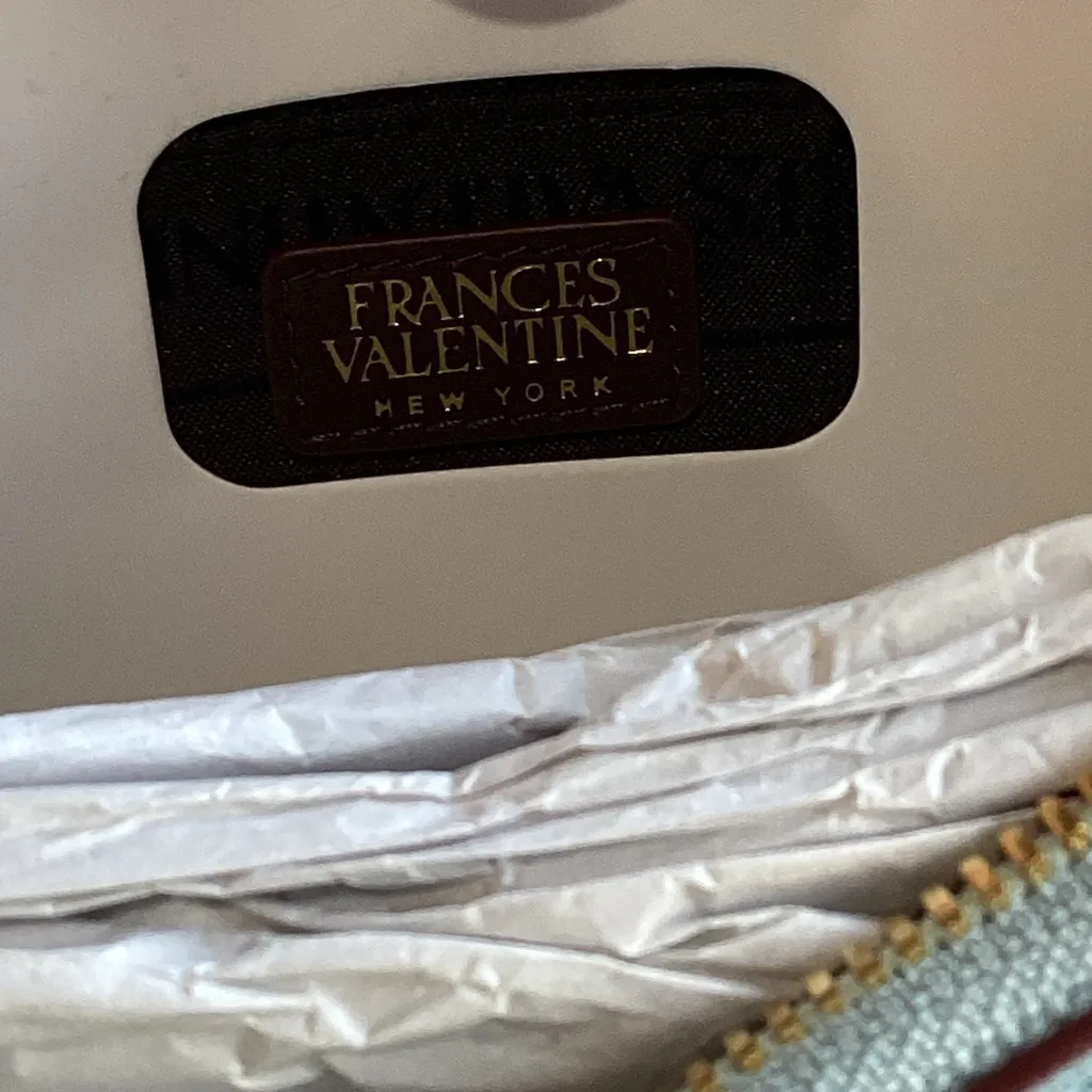 Frances Valentine Sky Blue Suede with Brown Leather Strap Shoulder Bag - Image 7