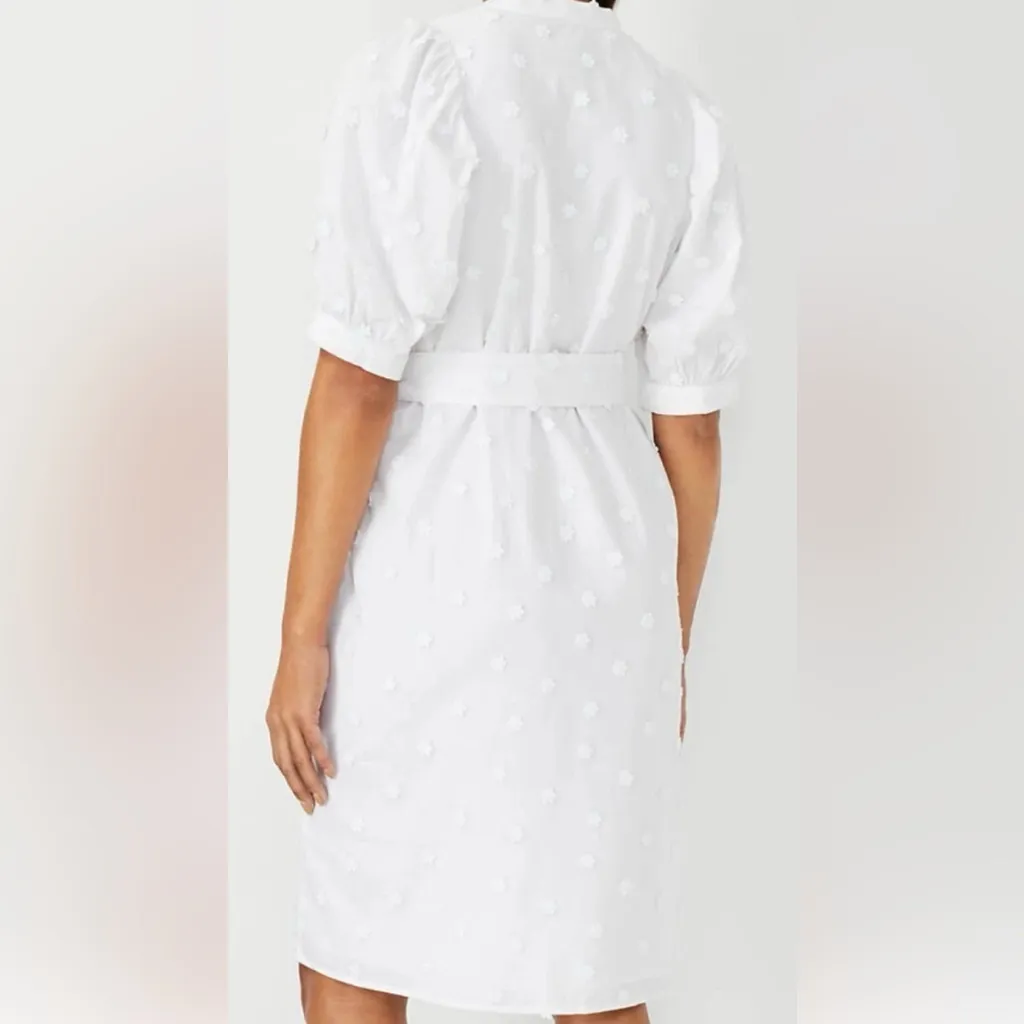 Ann Taylor Embroidered Floral White Button-Down Dress - Image 3