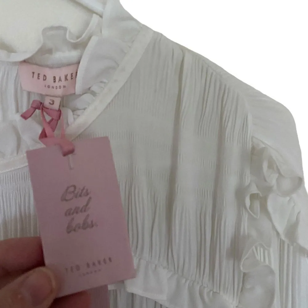 Ted baker NEW Airlie pleated smocking high neck top ivory US size 8 - Image 6