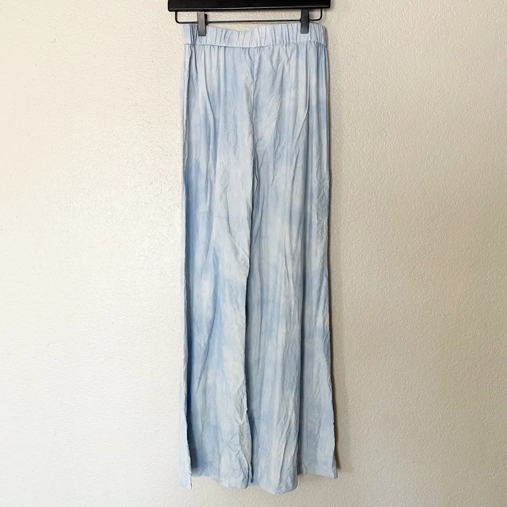 NAADAM Pants Washed Silk Wide Leg Blue Pull On Elastic Waist Lightweight Size S - Image 6