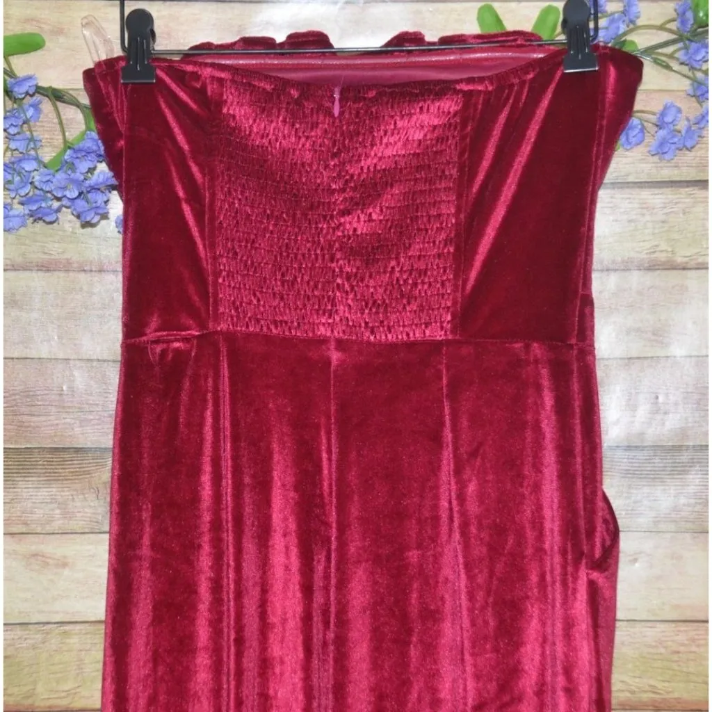 NWT Entro Womens M Fuchsia Velvet Wide Leg Jumpsuit Pleated Bust Sexy Night Out - Image 6