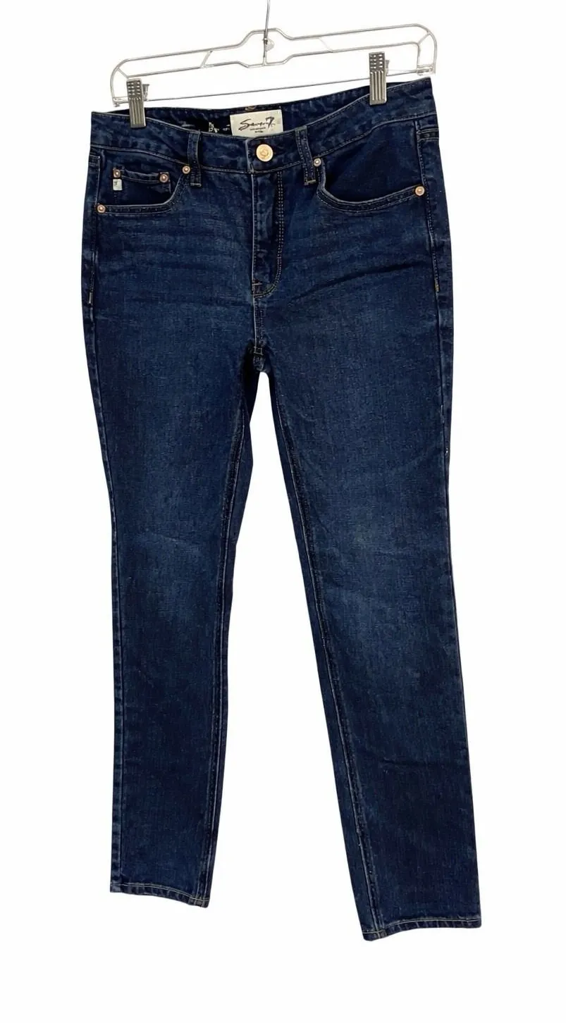 Seven7 Jeans Womens Straight Leg Dark Wash Denim Size 4 Stretch Mid Rise - Image 1