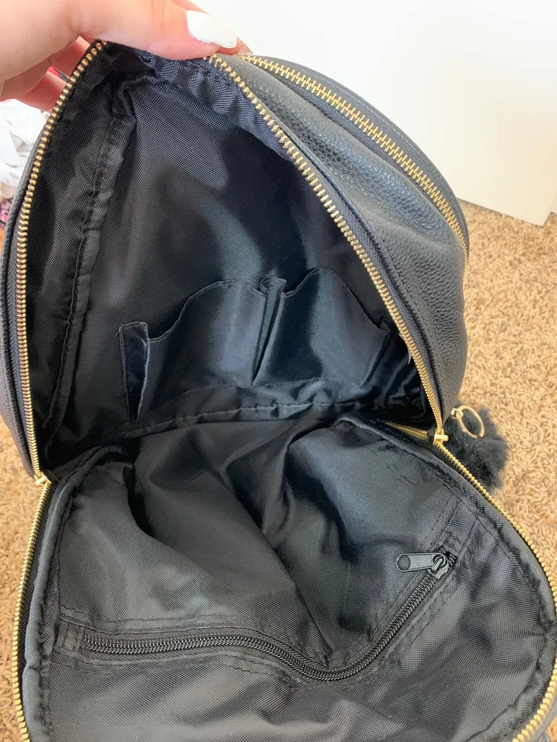 Black Faux Leather Backpack - Image 4