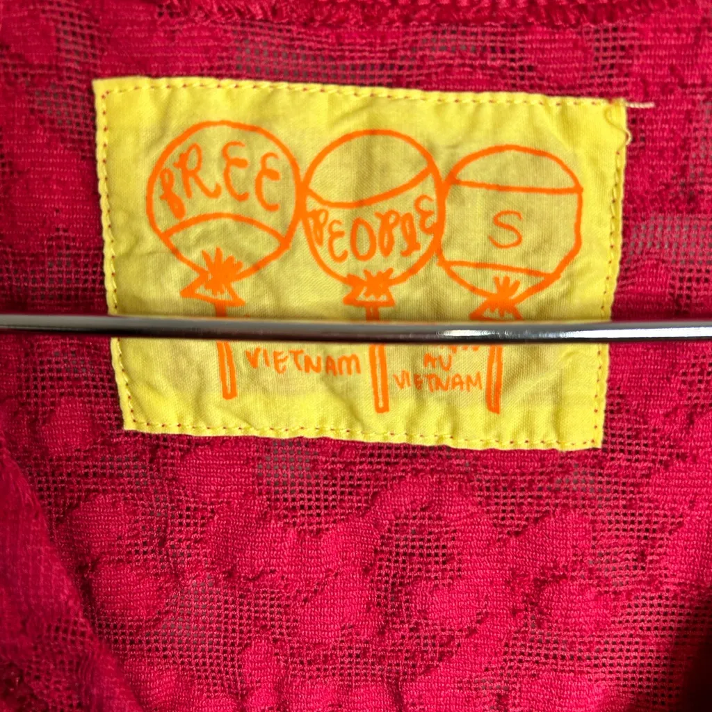 Free People Vibrant Red Textured Tank Top - Image 3