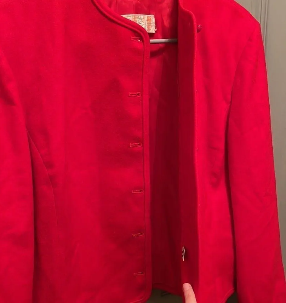 Vintage Pendleton Women’s Button Down Blazer Cherry Red Small Medium See Measure - Image 2