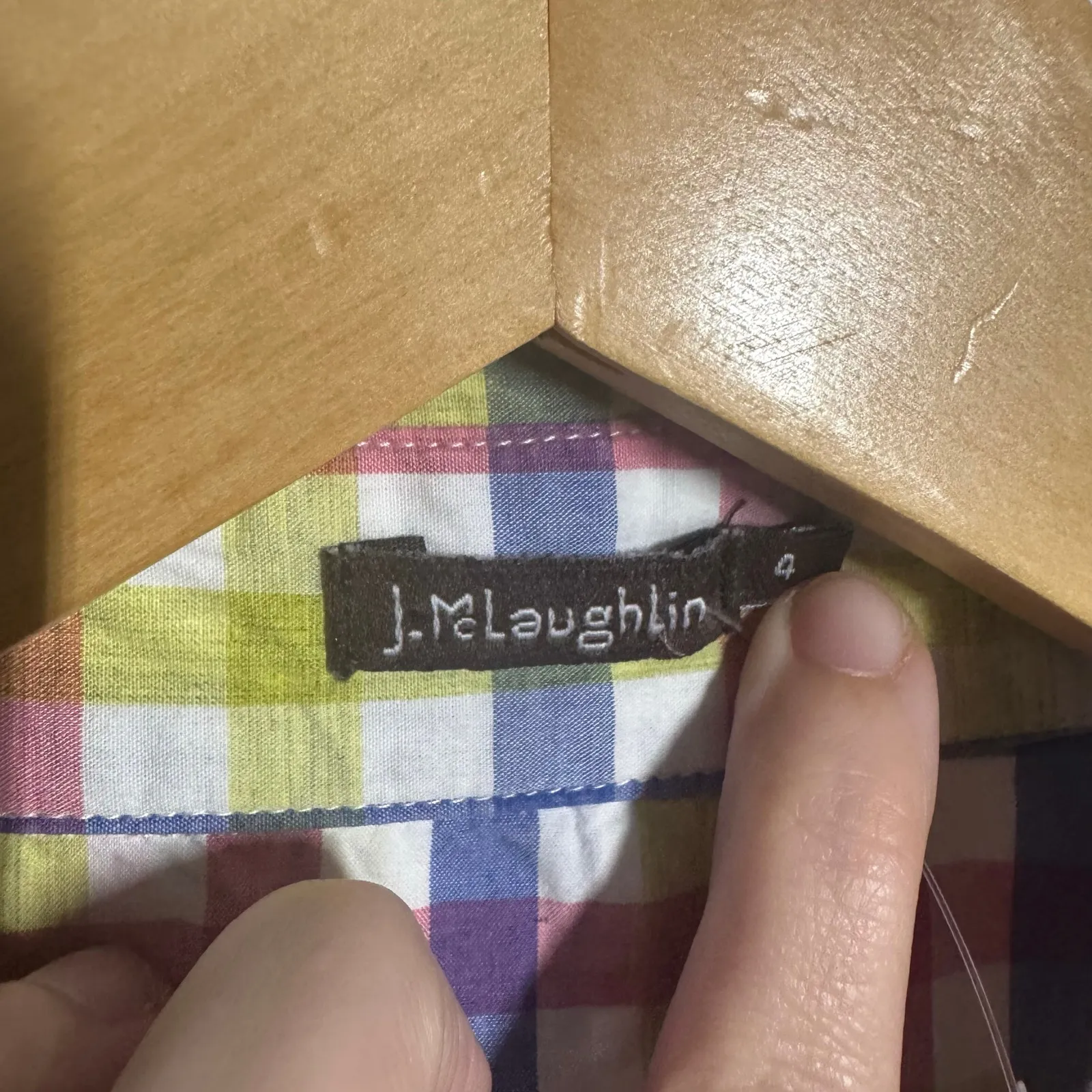 J. McLaughlin Button Up Shirt Top Women 4 Colorful Plaid Cotton Preppy Modest - Image 6