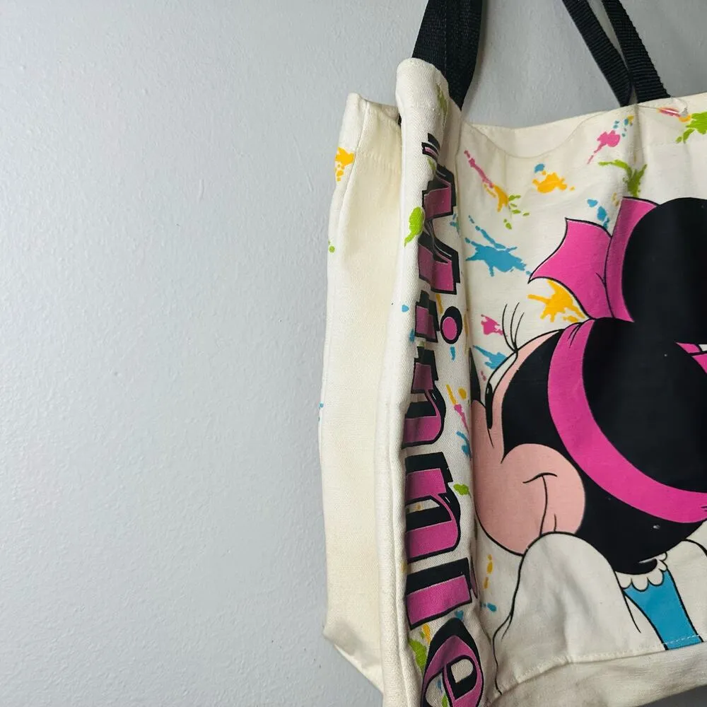 Vintage 80s 90s Disney Minnie Mouse Graphic Canvas Tote Bag - Image 8