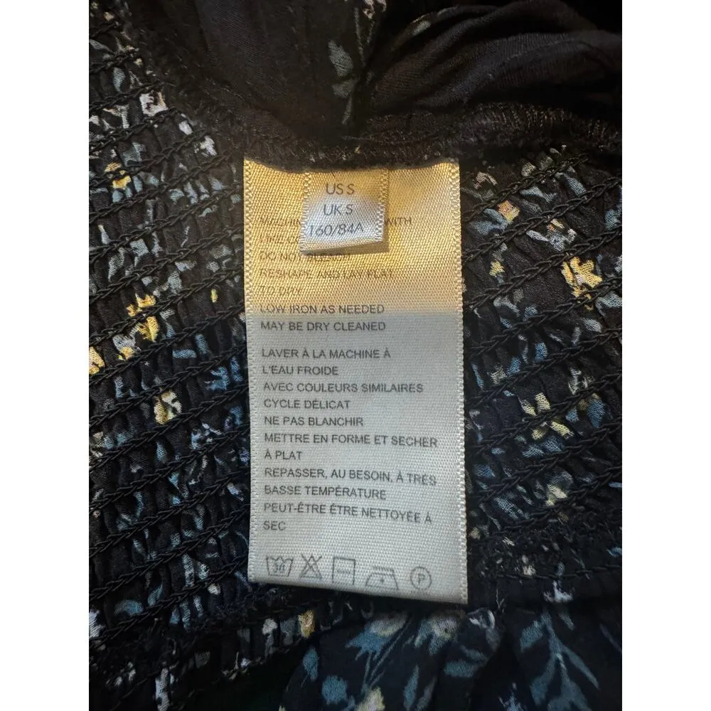 FREE PEOPLE Ma Cherie Black Floral Blouse in Size Small - Image 6