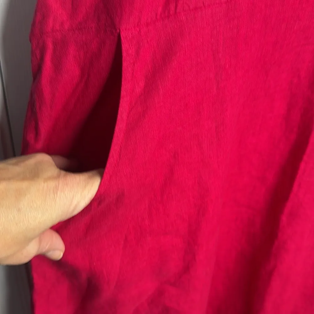 Bryn Walker 100% Linen Bright Pink Oversized Casual Dress W1257 Sz S - Image 4