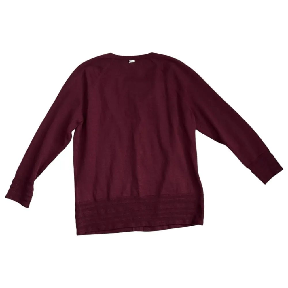 St. John Yellow Label Wool Button Front Cardigan | Burgundy Wine Red | P (US 2) - Image 2